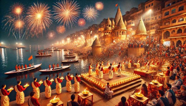 Dev Diwali, also known as "Diwali of the Gods," is a grand festival celebrated in Varanasi